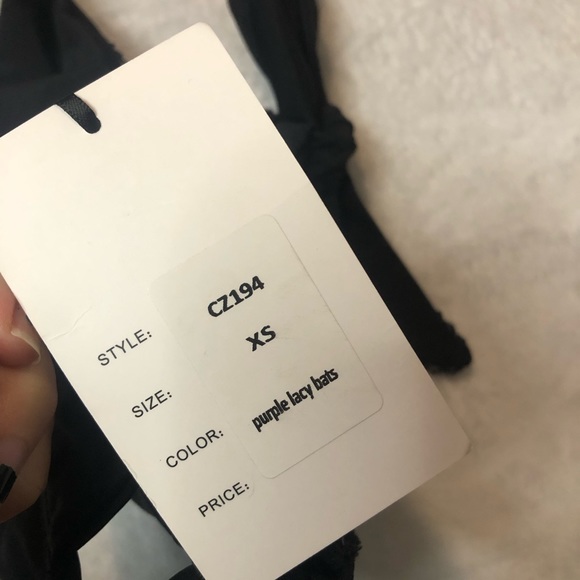 NWT Unique Vintage Purple Lacy Bats Totally Tied Up Swim Top - Picture 5 of 5